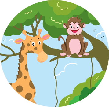 Monkey and Giraffe in the Forest for World Animal Day Celebration png