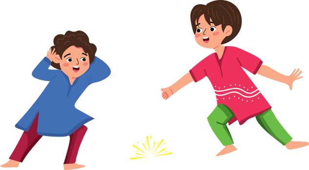Child Playing with Fireworks During Diwali Celebration png