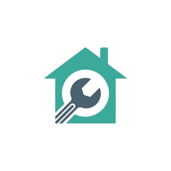 Illustration of a House with a Wrench Symbolizing Repairs vector