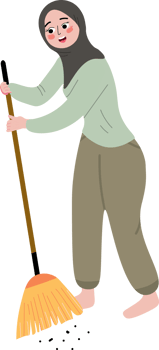 Muslim Housewife Sweeping the Floor png