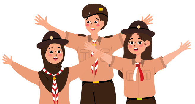 Scout Team of Boys and Girls Standing Together png