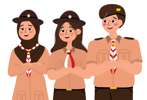 Happy Children in Scout Uniforms Outdoors png