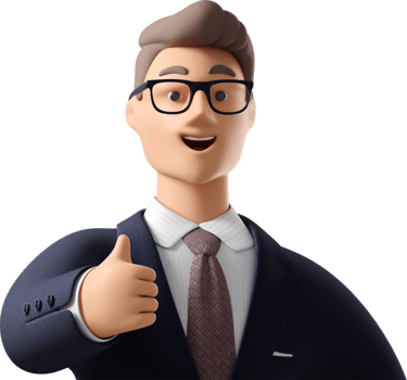 A cartoon man in a suit and tie giving a thumbs up png