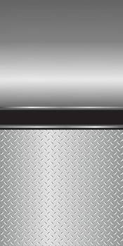 Vertical silver gray metal background, 3D polished chrome metallic and shiny diamond plate texture, illustration vector