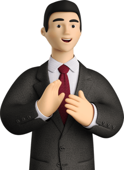 A cartoon man in a suit and tie png