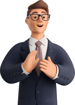 A cartoon man in a suit and tie png