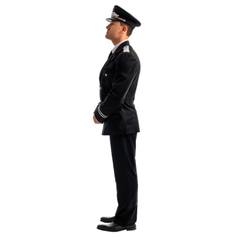 Airplane pilot in black uniform standing side view isolate on transparency background png