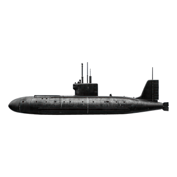 Submarine side view isolate on transparency background png