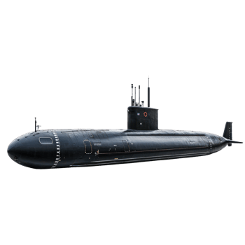 Submarine side view isolate on transparency background png