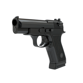 3D Handgun side view isolate on transparency background png