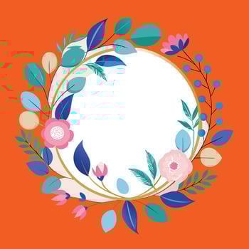 floral wreath on orange background vector