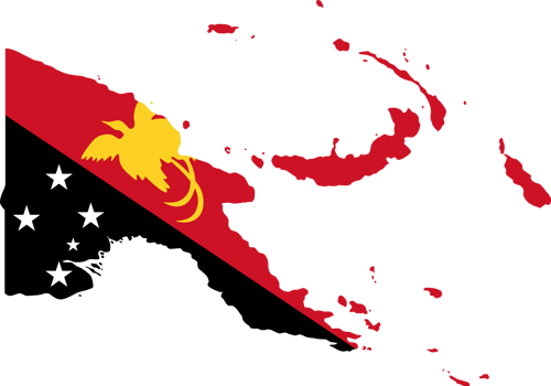 Papua New Guinea flag pattern on country map png