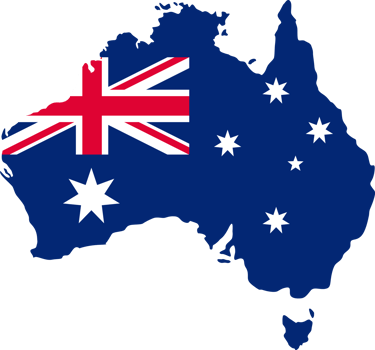Australia flag pattern on country map png
