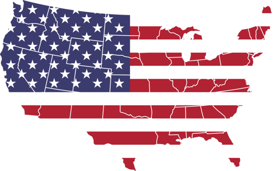 United states of america flag pattern on country map png