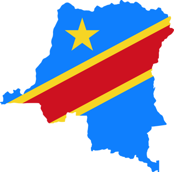 Democratic Republic of the Congo flag pattern on country map png