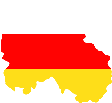 South Ossetia flag pattern on country map png