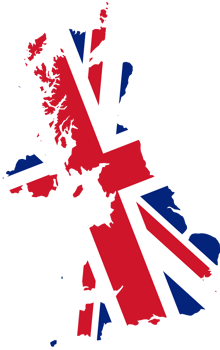 United Kingdom flag pattern on country map png