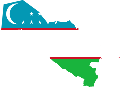 Uzbekistan flag pattern on country map png
