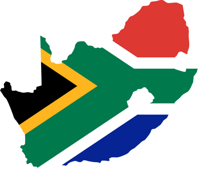South africa flag pattern on country map png