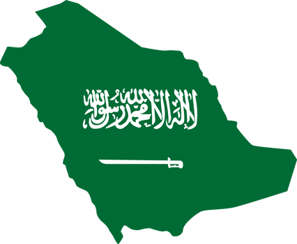 Saudi Arabia flag pattern on country map png