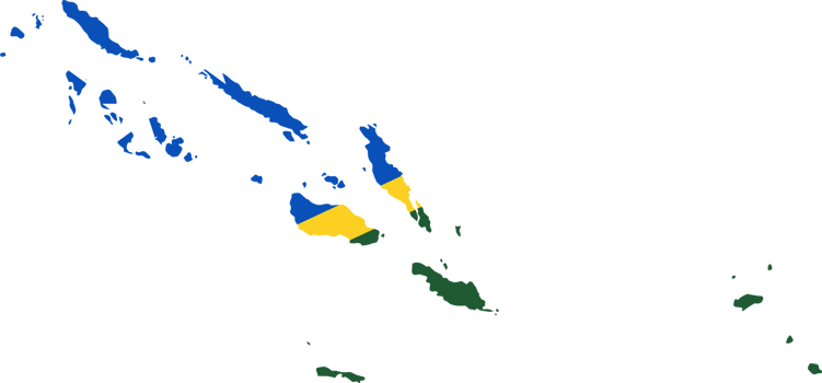 Solomon Islands flag pattern on country map png