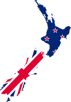 New Zealand flag pattern on country map png