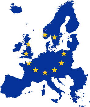 European Union flag pattern on country map png