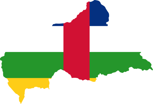 Central African Republic flag pattern on country map png