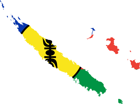 New Caledonia flag pattern on country map png