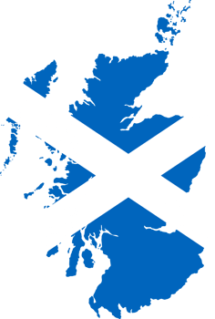 Scotland flag pattern on country map png
