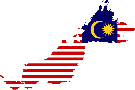 Malaysia flag pattern on country map png