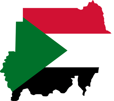 Sudan flag pattern on country map png