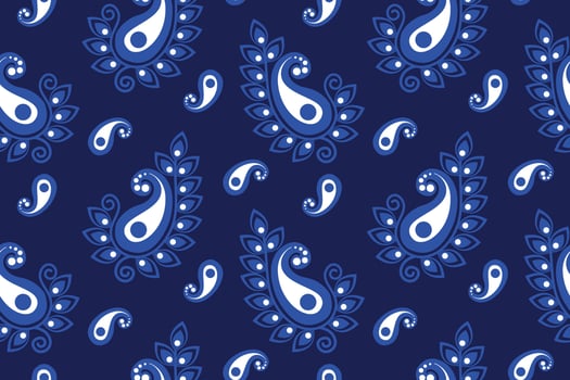 Blue paisley seamless pattern background vector