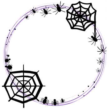 Halloween border circle frame with spider and web isolated on transparent background png