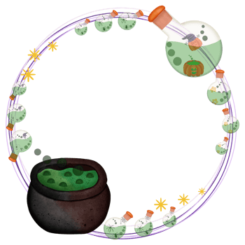 Halloween border circle frame with green potion isolated on transparent background png