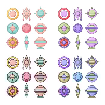 Retro futuristic design elements. collection of abstract graphic geometric symbols and objects vector