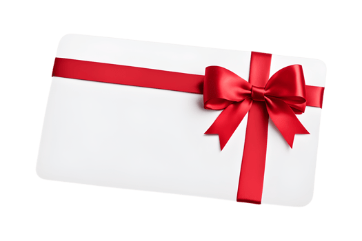 Gift Card with Red Ribbon Isolated on Transparent Background png