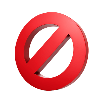3D Red Prohibited Sign Stop Warning Symbol Isolated on Transparent Background png