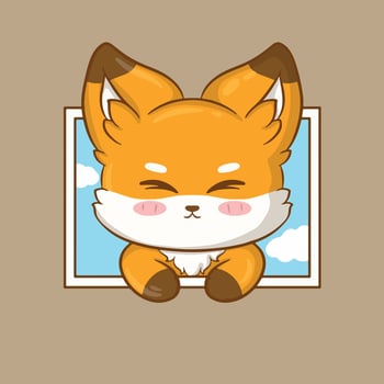 Cute fox with closed eyes sitting on the windo illustration design vector