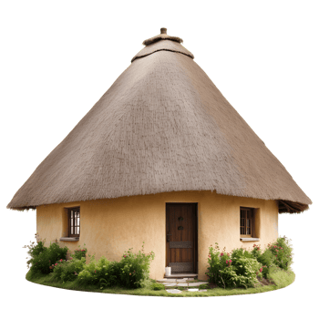 Thatched Roof House Isolated on Transparent Background png