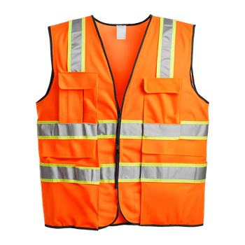 Vibrant Orange Safety Vest on a Blank Canvas Isolated on Transparent Background png