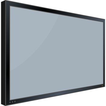 Flat monitor wall. Perspective . icon. Media technology. Blank screen isolated. Black frame. png