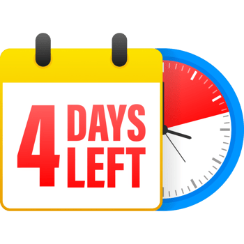 4 days left calendar. Clock icon symbol illustration. Holiday concept. Timer icon symbol illustration. sign. Countdown calendar. png