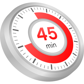 The 45 minutes, stopwatch icon. Stopwatch icon in flat style on a white background. stock illustration. png