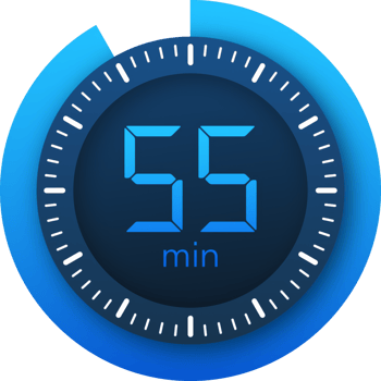The 55 minutes, stopwatch icon. Stopwatch icon in flat style on a white background. stock illustration. png