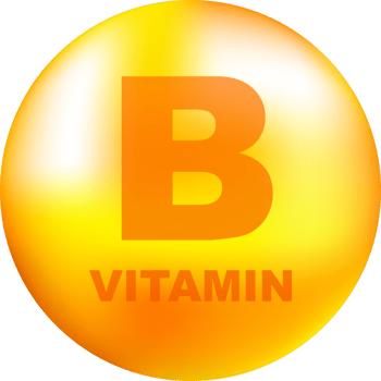 Vitamin B with realistic drop on gray background. Particles of vitamins in the middle. illustration. png