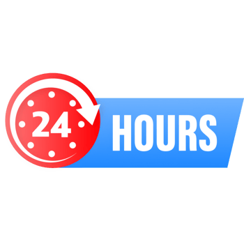 24 hours support in abstract style on white background. Customer service. Online support call center. Flat . Logo . png