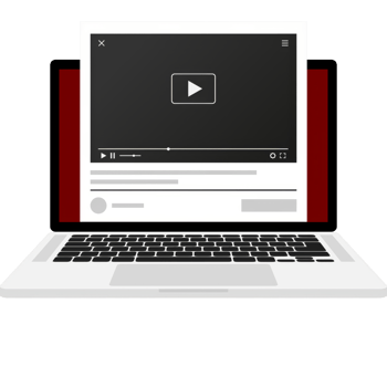 Laptop play in 3d style. Social media concept. Laptop flat icon illustration. Distance learning. Web design. Play button icon illustration. Internet conference. png