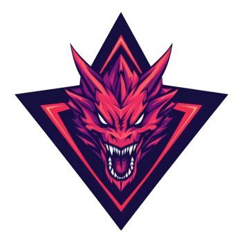 Fierce Red Dragon in a Geometric Frame png
