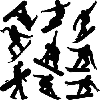 snowboard silhouettes set vector